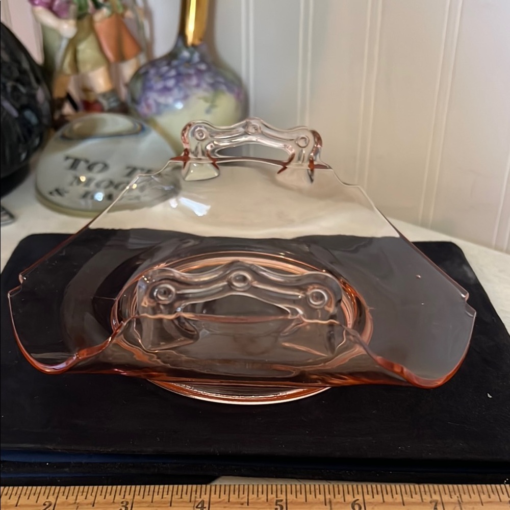 Elegant Pink depression Glass Candy  Dish